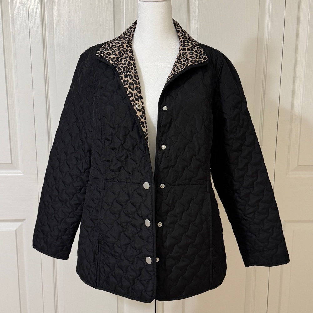 CHICO’S Cheetah Reversible Quilt Jacket Sz 0 - Picture 5 of 16